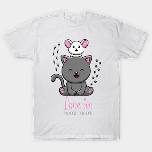 Cute Rat and Cat Couple Sticker T-Shirt